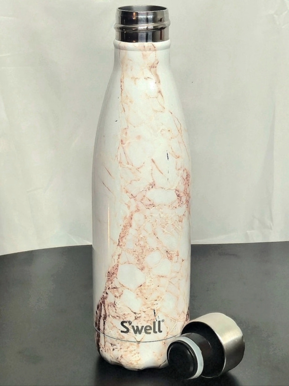 S'well Angelica White Marble S'well Bottle White & Pink